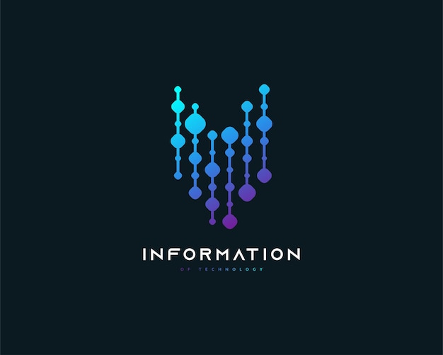 Abstract Dotted Line in Blue Gradient for Information, Technology and, Artificial intelligence Logo. Modern Logo Design for Apps