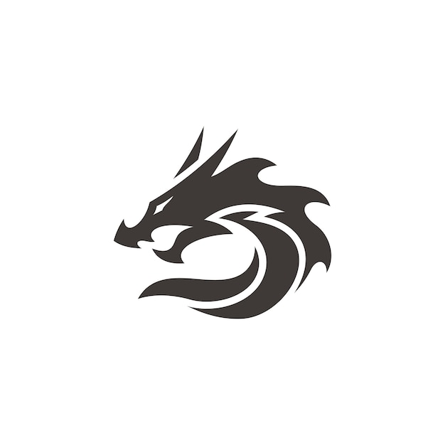 Abstract dragon silhouette dragon illustration vector logo in black and white color