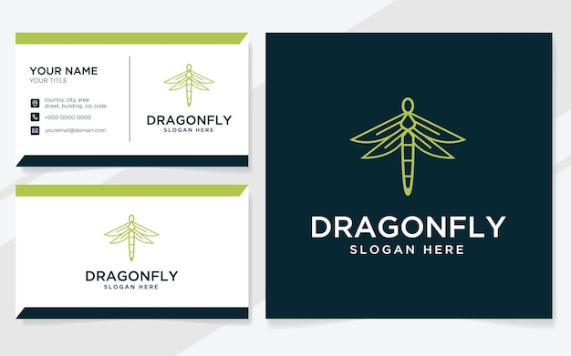 Abstract dragonfly logo suitable for company with business card template