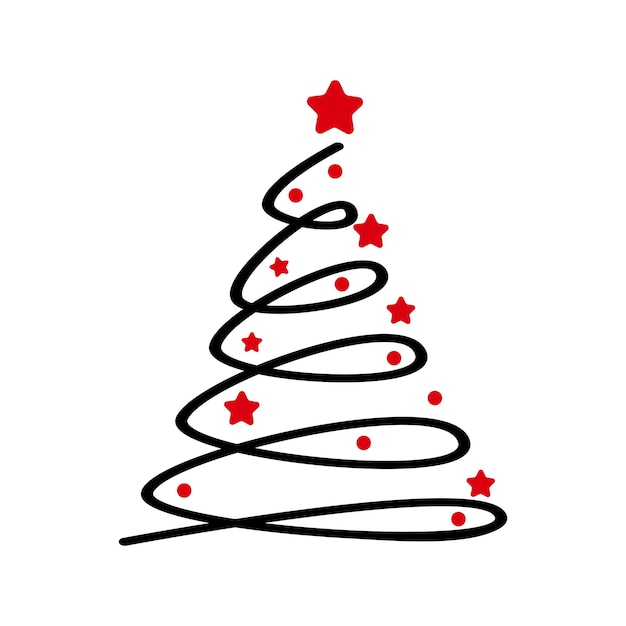 Abstract drawing of a Christmas tree on a white background Vector