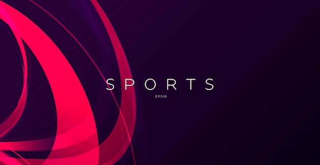 Abstract dynamic design element red colour stripes on dark background with sport text