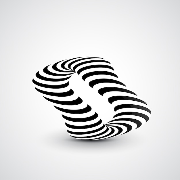 Abstract dynamic illustration, black and white 3d art