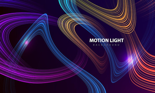 Abstract dynamic line motion light effect on dark background