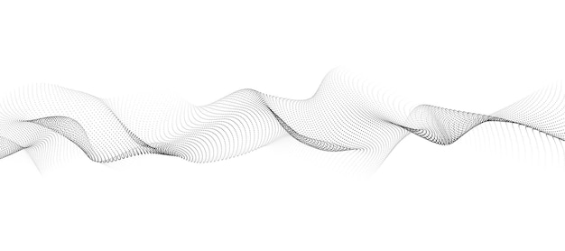 Abstract dynamic smooth wave Sound wave concept Futuristic particle flow on a white background Digital impulse equalizer technology Vector illustration