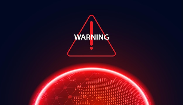 Abstract Earth Warning of danger from things Concept Warning symbol Red on the background