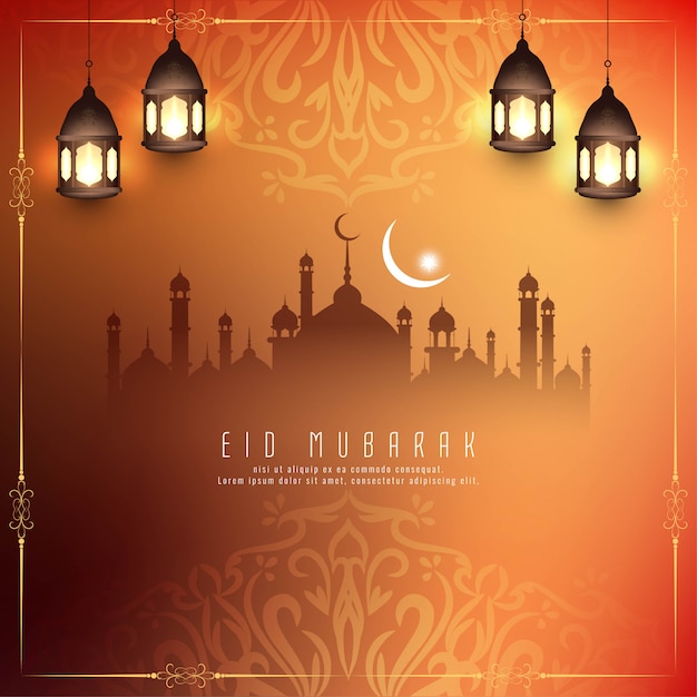 Abstract Eid Mubarak festival greeting