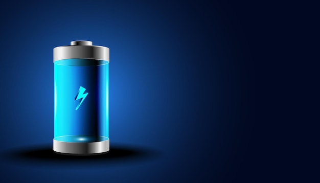 Abstract Electric Battery EV Clean Energy Modern Technology On a blue background