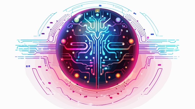 Vector abstract electronic brain ai illustration