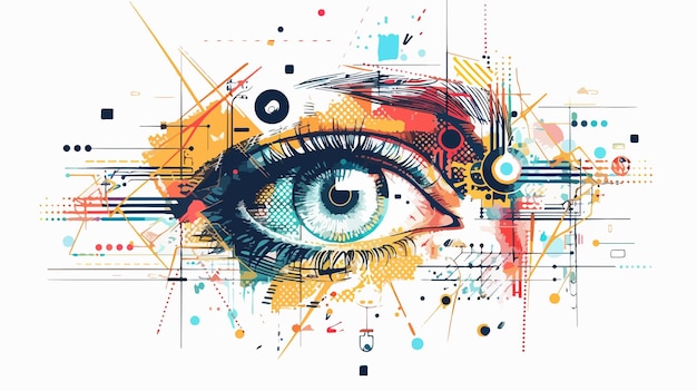 Vector abstract electronic eye technology concept