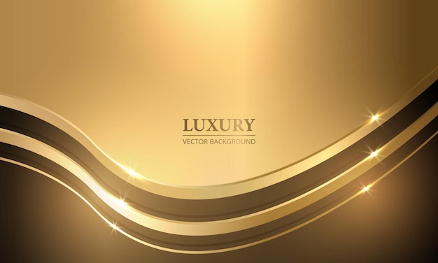 Abstract elegant gold luxury background with golden lines Realistic luxury background with gold 3d metal waves and bright highlights Vector illustration