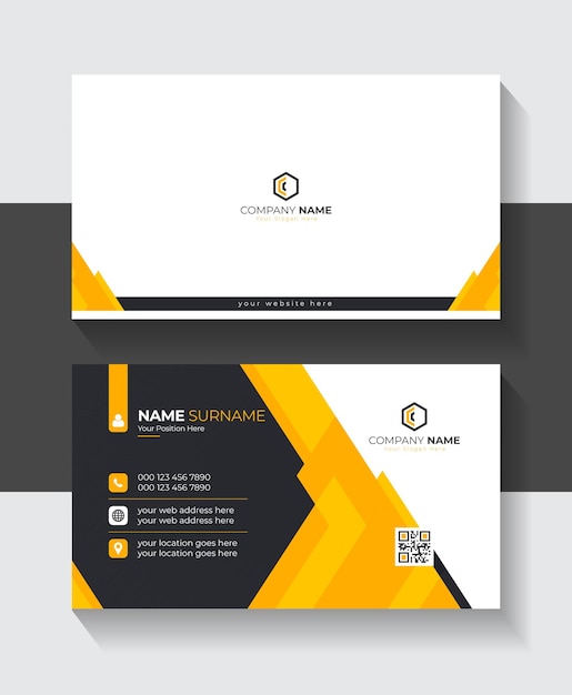 Abstract Elegant Modern Business Card Template Design with Dark Black and Yellow Layout for business