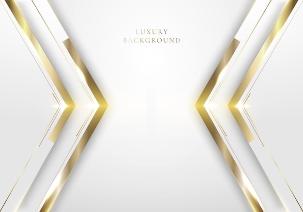 Abstract elegant modern template design 3D white and gold arrow with lighting on clean background luxury style