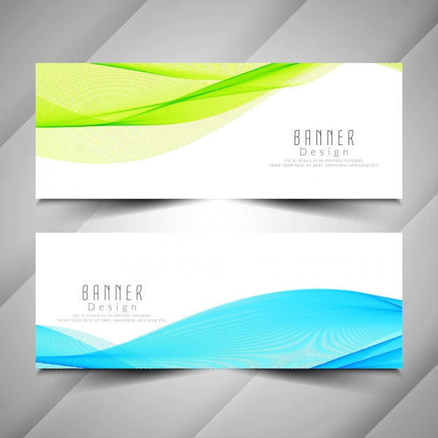 Vector abstract elegant wavy banners set