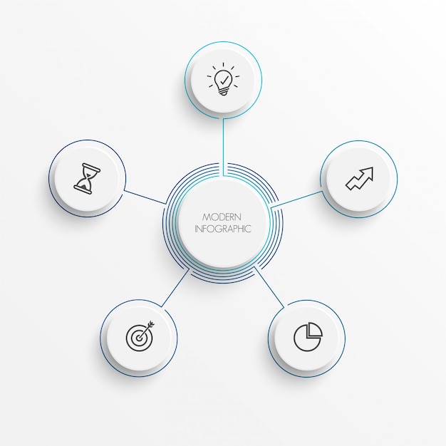 Abstract elements of graph infographic template with label, integrated circles. Business concept with 5 options. For content, diagram, flowchart, steps, parts, timeline infographics, workflow layout,