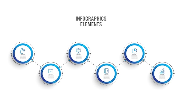 Abstract elements of graph infographic template with label, integrated circles. Business concept with 6 options. For content, diagram, flowchart, steps, parts, timeline infographics, workflow layout.