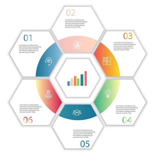 Abstract elements Infographic Hexagon shape data vector Template Process concept Step for strategy