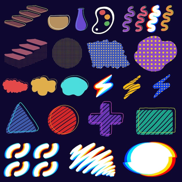 Abstract elements retro vector set collection