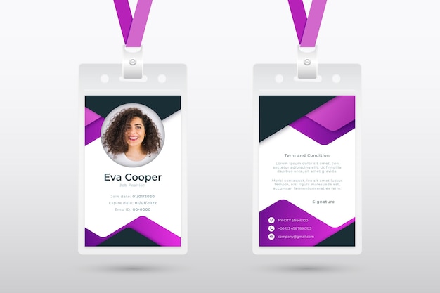 Abstract employee card template with photo