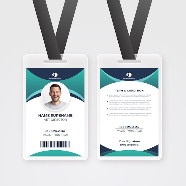 Abstract employee id card template with photo