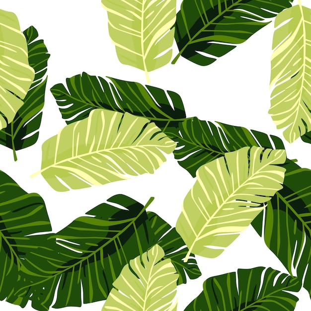 Abstract exotic plant seamless pattern Botanical leaves wallpaper Tropical pattern backdrop with palm leaf and floral motifs