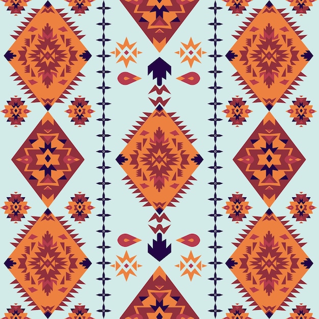 Abstract fabric seamless pattern in a geometric style Winter Tone colors American Indian tribe style