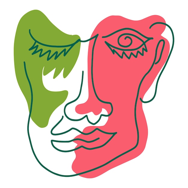 Vector abstract face hand drawn illustration