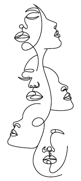 Abstract faces one line art Abstract drawings female faces