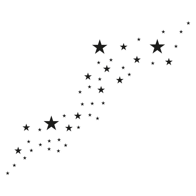 Abstract falling stars on a white background Asteroid comet line meteoroid black stars Vector