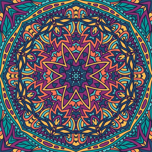 Abstract festive colorful mandala vector ethnic tribal pattern