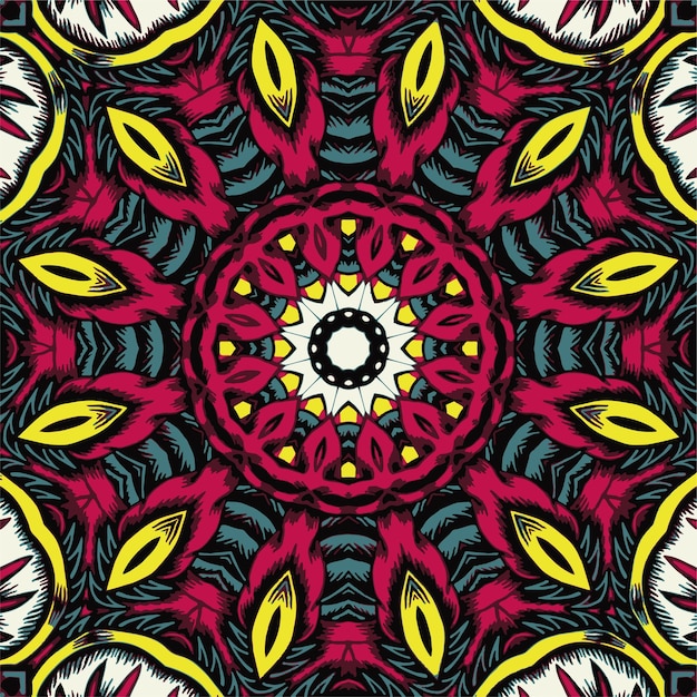 Abstract festive colorful mandala vector ethnic tribal pattern