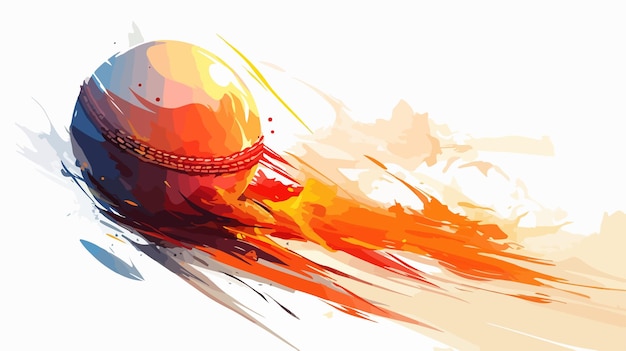 Vector abstract fiery cricket ball illustration with vibrant colors