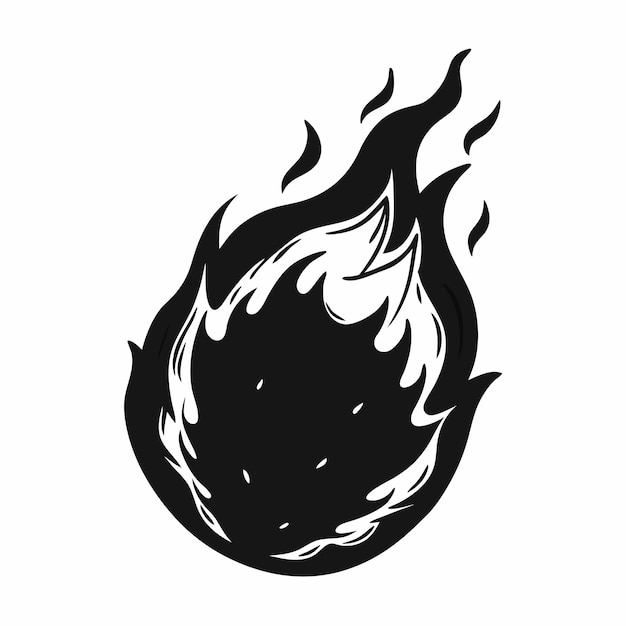 Abstract Fiery Meteor Illustration Black Flame Graphic with Dynamic Motion