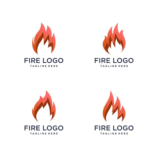 Abstract fire logo collection Premium Vector