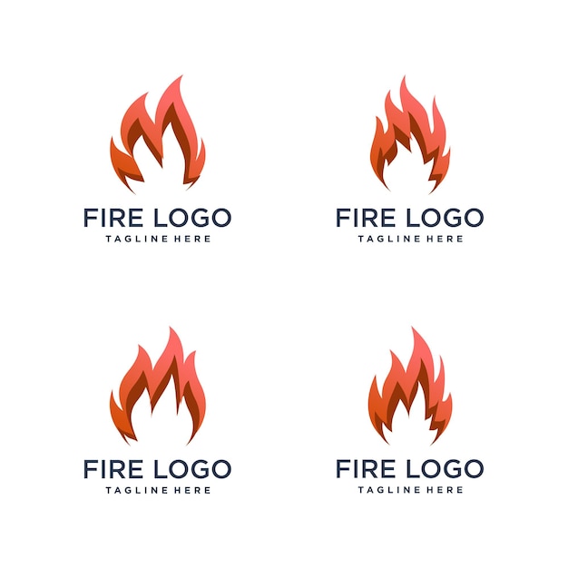 Abstract fire logo collection Premium Vector