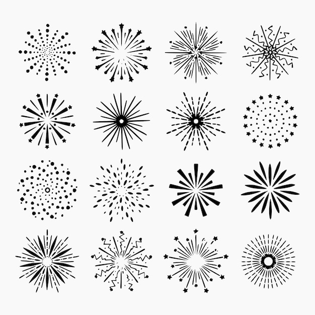 Vector abstract firework explosion doodles