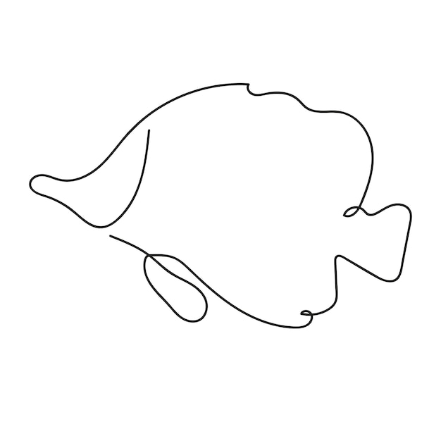 Abstract fish in continuous line art drawing style Minimalist black linear