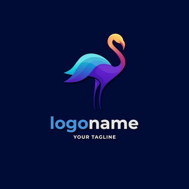 abstract flamingo logo gradient style for elegant boutique and beauty fashion  