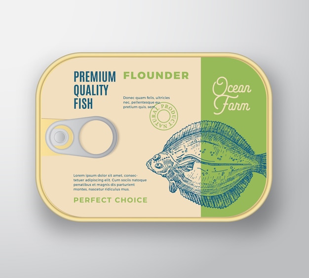 Abstract  Flat Fish Aluminium Container with Label Cover.