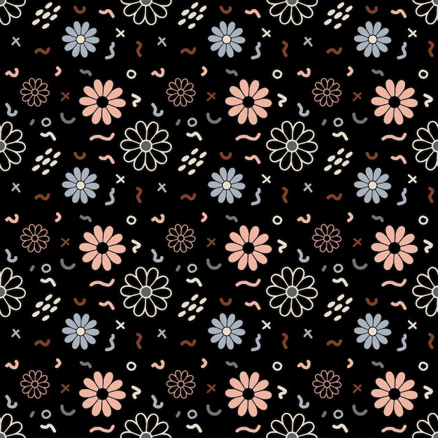 Abstract flat flower doodle pattern 02