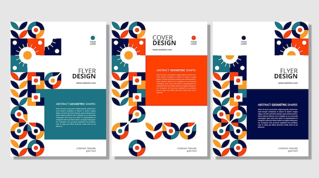 Abstract flat geometric shapes cover design