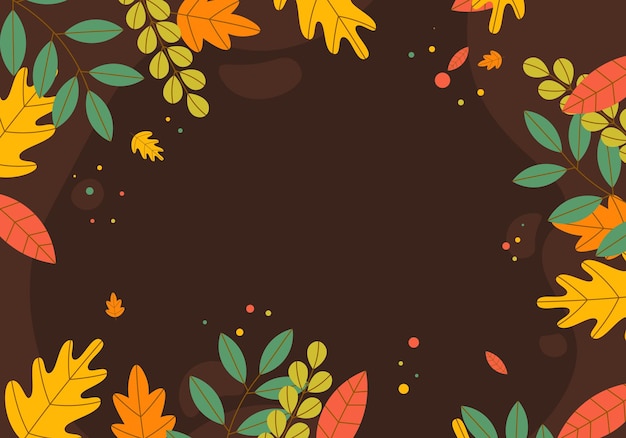 Abstract flat hand draw autumn leaves background. Vector illustration.