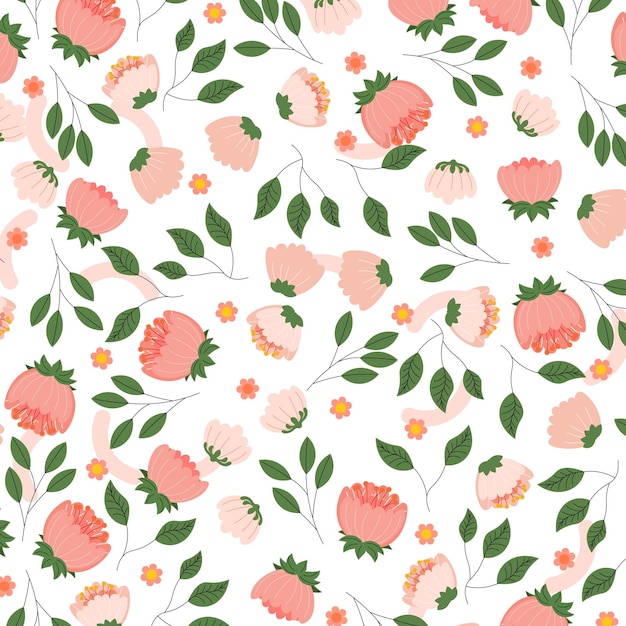 Abstract flat hand draw floral pattern background Vector