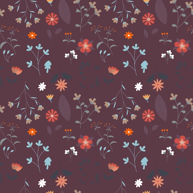 Abstract flat hand draw floral pattern background Vector