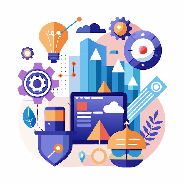 Abstract flat illustration of business ideas and innovation