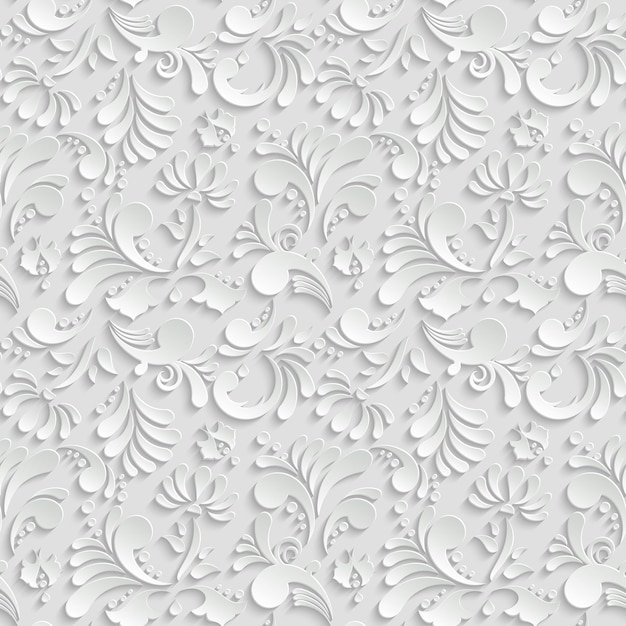 Vector abstract floral 3d seamless pattern