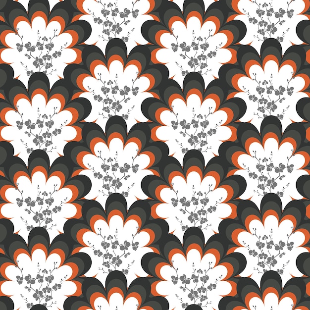 Abstract Floral Art Deco Design Tiny Flower Silhouette Minimal Elegant Textile Seamless Pattern