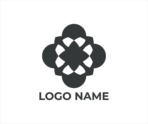 Abstract Floral Logo Emblem Logo Circle Logo With Black Color