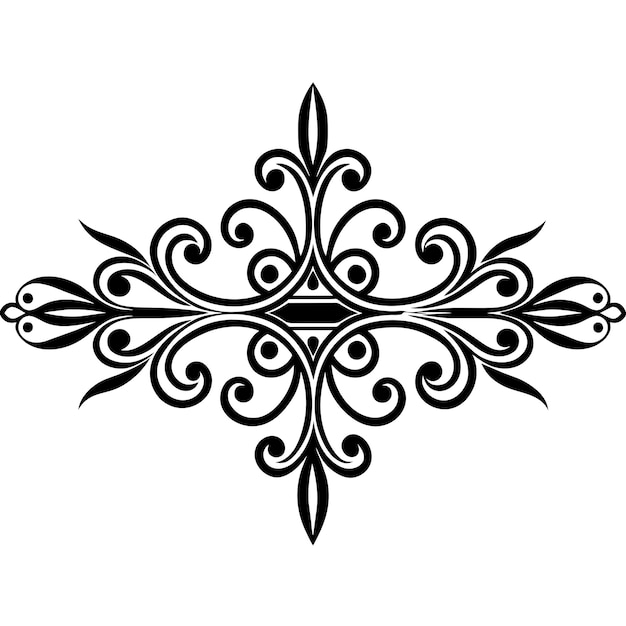 abstract floral ornament illustration black and white