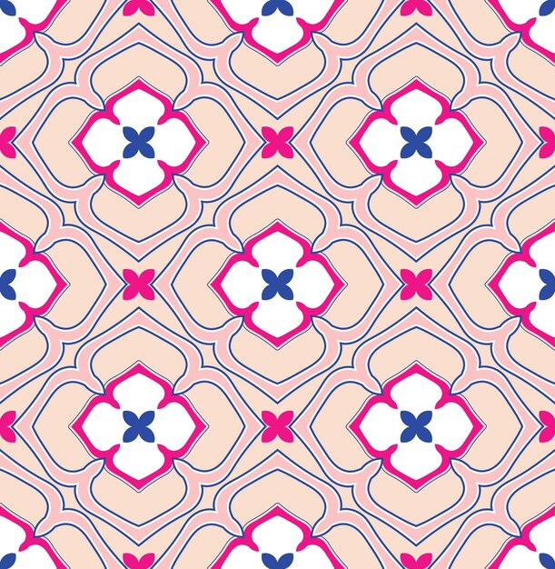 Abstract Floral Ottoman Style Ceramic Aztec Tile Moroccan Vector Seamless Pattern Porcelain Concept