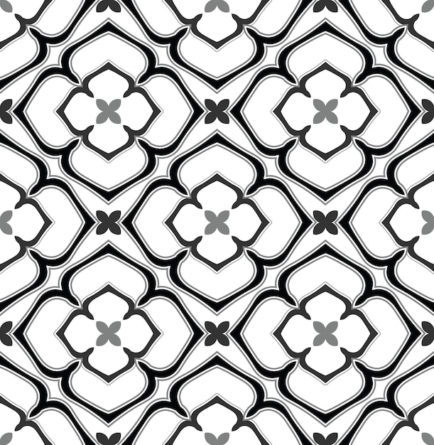 Abstract Floral Ottoman Style Ceramic Aztec Tile Moroccan Vector Seamless Pattern Porcelain Concept